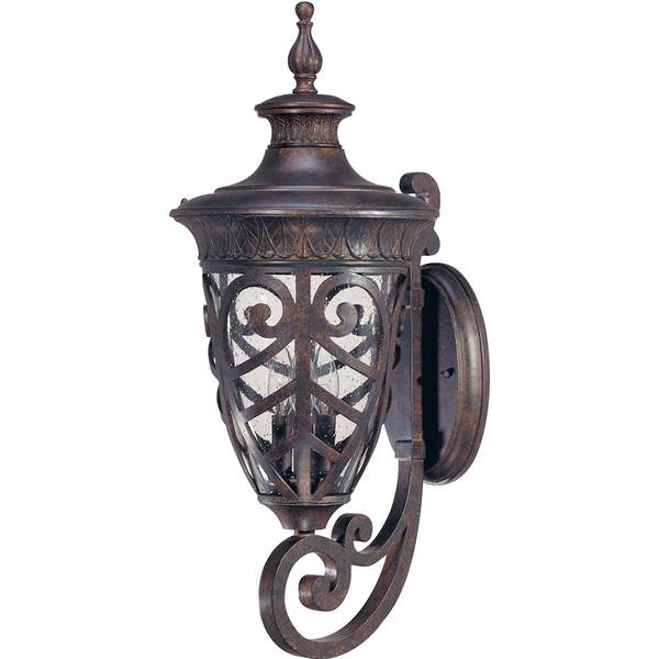 3 Light 11" Dark Plum Bronze Clear Seeded Glass Outdoor Wall Lantern Light Fixture