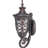 View 1 Light 9" Dark Plum Bronze Clear Seeded Glass Shade Outdoor Wall Lantern Light Fixture