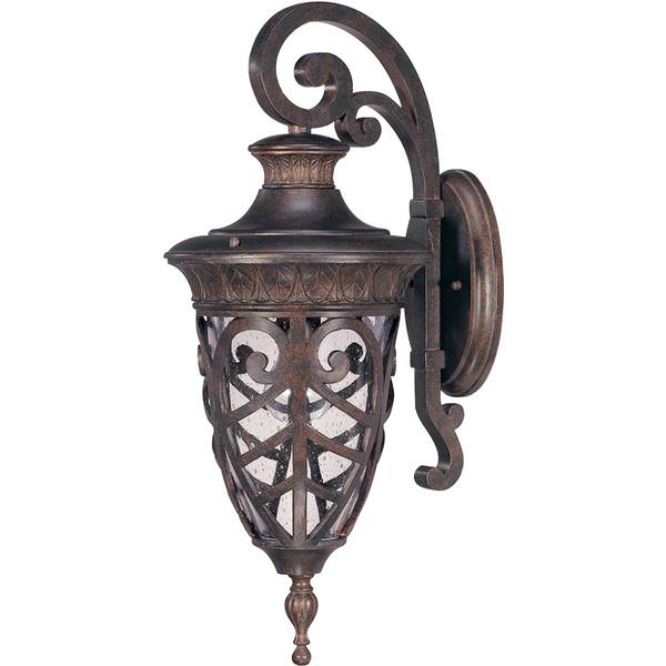 1 Light 9" Dark Plum Bronze Clear Seeded Glass Shade Outdoor Wall Lantern Light Fixture