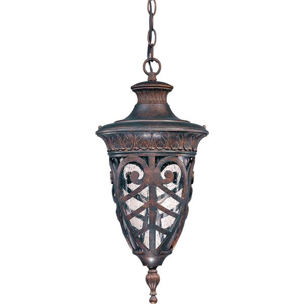 1 Light 10" Dark Plum Bronze Clear Seeded Glass Shade Hanging Lantern Light Fixture