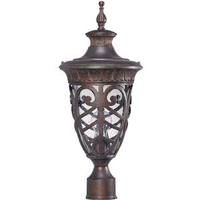 View 1 Light 9.5" Dark Plum Bronze Clear Seeded Glass Shade Post Lantern Light Fixture