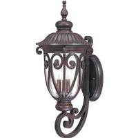 View 3 Light 11" Burlwood Clear Seeded Glass Shade Outdoor Wall Lantern Light Fixture