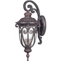 View 3 Light 11" Burlwood Clear Seeded Glass Shade Outdoor Wall Lantern Light Fixture