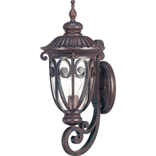 1 Light 9.5" Burlwood Clear Seeded Glass Shade Outdoor Wall Lantern Light Fixture
