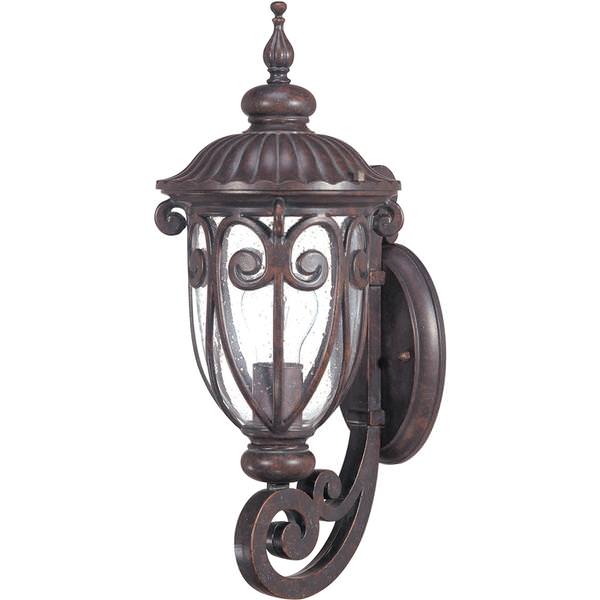 1 Light 8" Burlwood Clear Seeded Glass Shade Outdoor Wall Lantern Light Fixture