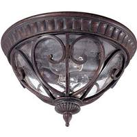 View 2 Light 13.5" Burlwood Clear Seeded Glass Shade Flush Mount Ceiling Light Fixture
