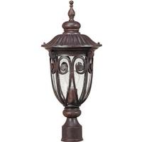 View 1 Light 9.5" Burlwood Clear Seeded Glass Shade Post Lantern Light Fixture