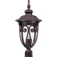 Nuvo Lighting 3 Light 11" Burlwood Clear Seeded Glass Shade Post Lantern Light Fixture