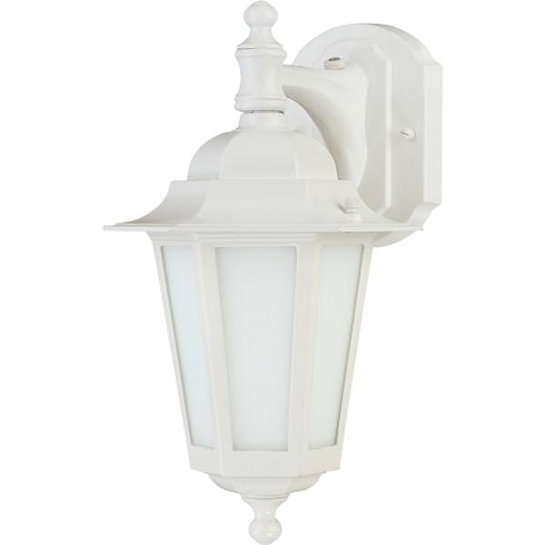 1 Light 7" White Frosted Glass Shade Outdoor Wall Lantern Light Fixture with Photocell
