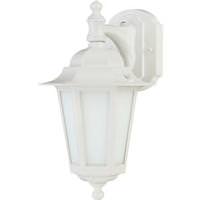 View 1 Light 7" White Frosted Glass Shade Outdoor Wall Lantern Light Fixture with Photocell