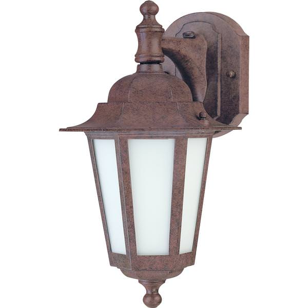 1 Light 7" Old Bronze Frosted Glass Shade Outdoor Wall Lantern Light Fixture with Photocell