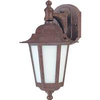 View 1 Light 7" Old Bronze Frosted Glass Shade Outdoor Wall Lantern Light Fixture with Photocell