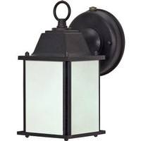 Nuvo Lighting 1 Light 4" Textured Black Frosted Glass Shade Outdoor Wall Lantern Light Fixture with Photocell
