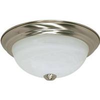 Nuvo Lighting 2 Light 11" Round Brushed Nickel Alabaster Glass Shade Ceiling Light Fixture