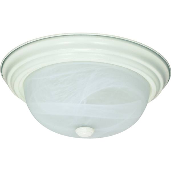 2 Light 11" Round Textured White Alabaster Glass Mushroom Shade Ceiling Light Fixture