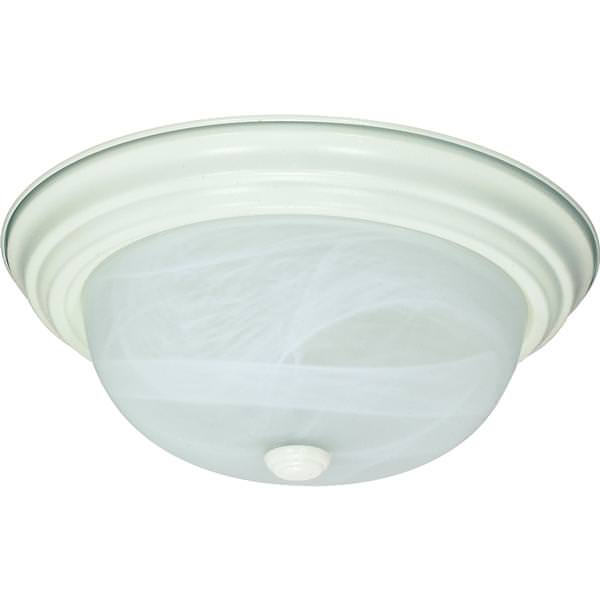 2 Light 13" Round Textured White Alabaster Glass Mushroom Shade Ceiling Light Fixture