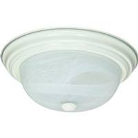 Nuvo Lighting 2 Light 13" Round Textured White Alabaster Glass Mushroom Shade Ceiling Light Fixture