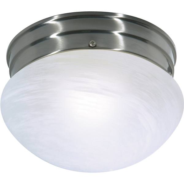 1 Light 8" Brushed Nickel Alabaster Glass Mushroom Shade Ceiling Light Fixture