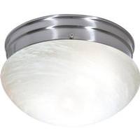 Nuvo Lighting 2 Light Brushed Nickel Alabaster Glass Mushroom Shade Ceiling Light Fixture