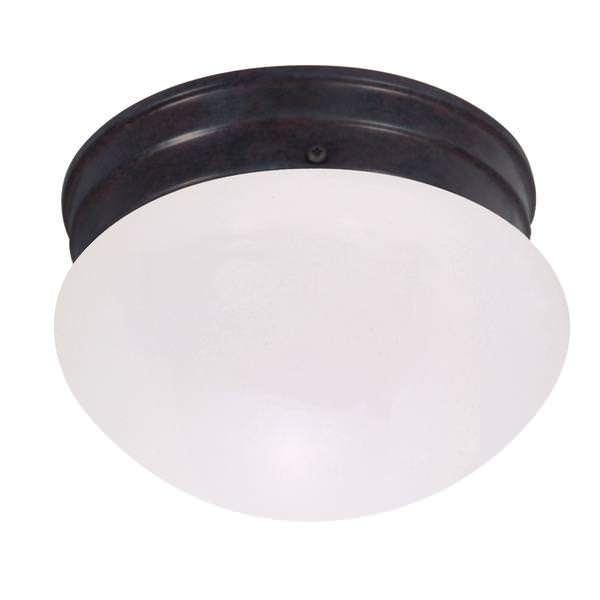 1 Light Mahogany Bronze Frosted Glass Shade Ceiling Light Fixture