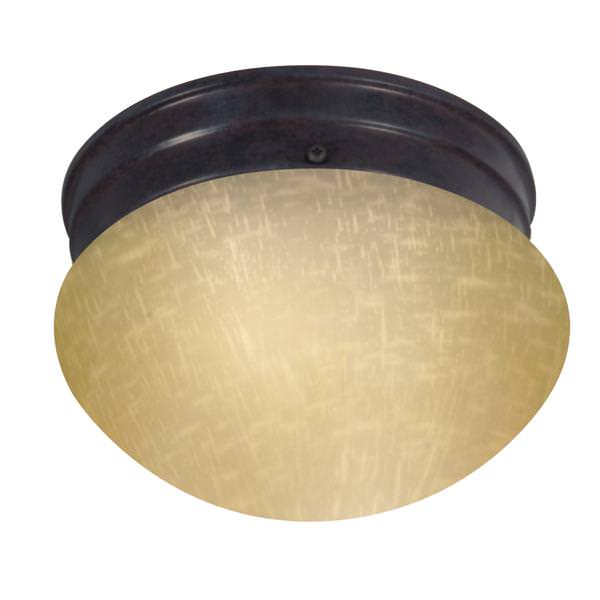 1 Light Mahogany Bronze Champagne Washed Linen Glass Shade Ceiling Light Fixture