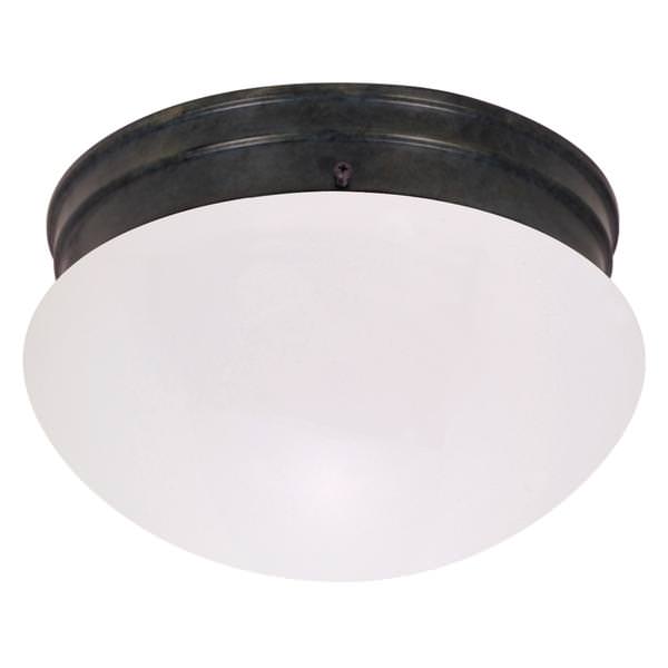 2 Light Mahogany Bronze Frosted Glass Mushroom Shade Ceiling Light Fixture