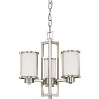 View 3 Light Brushed Nickel Satin White Glass Shades Chandelier Light Fixture