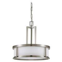 View 4 Light Brushed Nickel Satin White Glass Shade Pendant Light Fixture