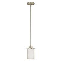 View 1 Light Brushed Nickel White Satin Glass Shade Mini Pendant Light Fixture