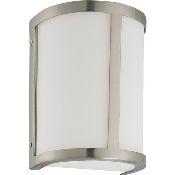 1 Light Brushed Nickel White Satin Glass Shade Wall Sconce Light Fixture