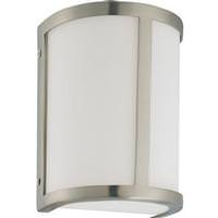 View 1 Light Brushed Nickel White Satin Glass Shade Wall Sconce Light Fixture