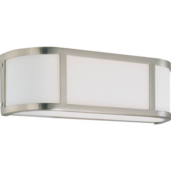 2 Light Brushed Nickel White Satin Glass Shade Vanity Light Fixture