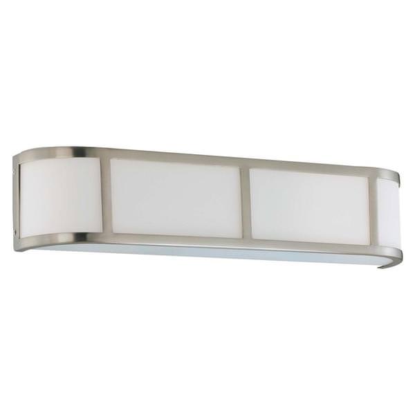 3 Light Brushed Nickel White Satin Glass Shade Vanity Light Fixture