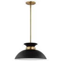 Nuvo Lighting 1 Light Small Burnished Brass Matte Black Shade Pendant Light Fixture