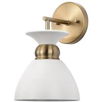 Nuvo Lighting 1 Light Wall Sconce Burnished Brass White Shade Wall Sconce