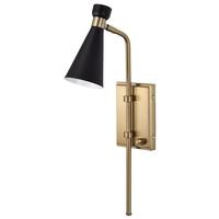Nuvo Lighting 1 Light Wall Sconce Burnished Brass Black Shade Wall Sconce