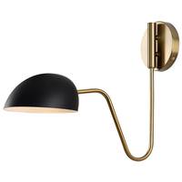 Nuvo Lighting 1 Light Wall Sconce Burnished Brass Black Shade Wall Sconce