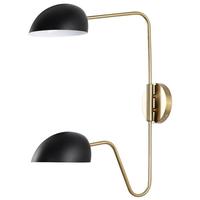 View 2 Light Wall Sconce Burnished Brass Black Shade Wall Sconce
