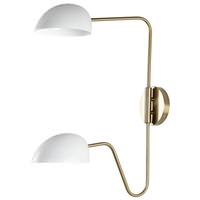 View 2 Light Wall Sconce Burnished Brass White Shade Wall Sconce