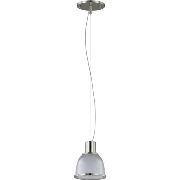 1 Light Brushed Nickel Clear Prismatic Glass Shade Pendant Light Fixture