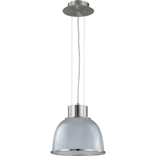 1 Light Brushed Nickel Clear Prismatic Glass Shade Pendant Light Fixture