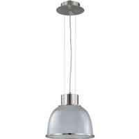 View 1 Light Brushed Nickel Clear Prismatic Glass Shade Pendant Light Fixture