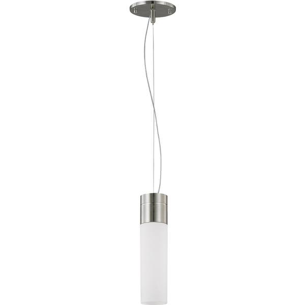 1 Light Brushed Nickel White Satin Glass Shade Pendant Light Fixture