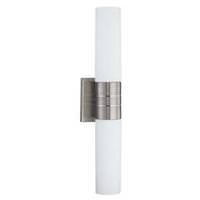 View 2 Light Brushed Nickel White Satin Glass Shade Tube Vertical Wall Sconce Light Fixture