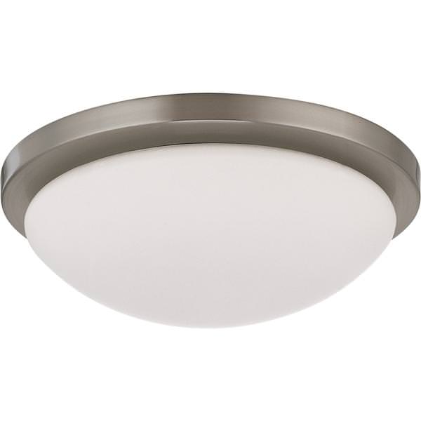 1 Light 11" Round Brushed Nickel White Glass Shade Ceiling Light Fixture