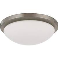 View 1 Light 11" Round Brushed Nickel White Glass Shade Ceiling Light Fixture