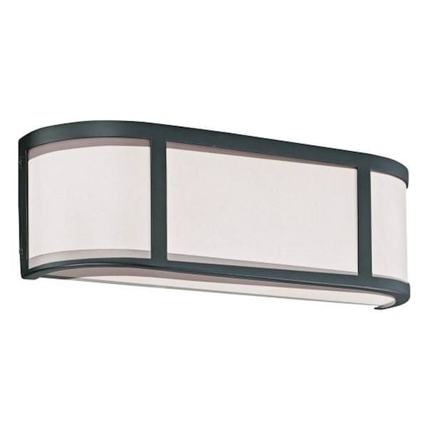 2 Light Aged Bronze Satin White Glass Shade Vanity Light Fixture