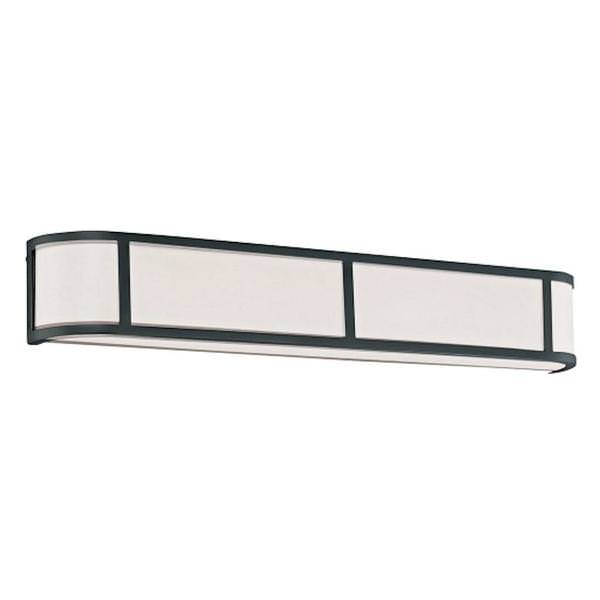4 Light Aged Bronze Satin White Glass Shade Wall Light Fixture