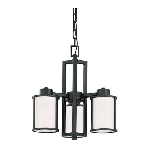 3 Light Aged Bronze Satin White Glass Shades Chandelier Light Fixture