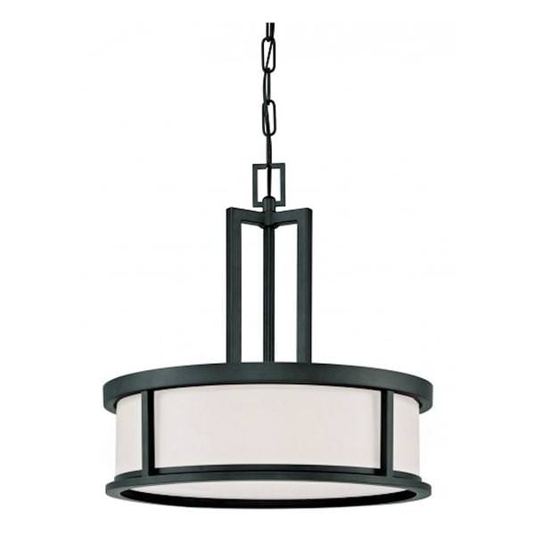 4 Light Aged Bronze Satin White Glass Shade Pendant Light Fixture